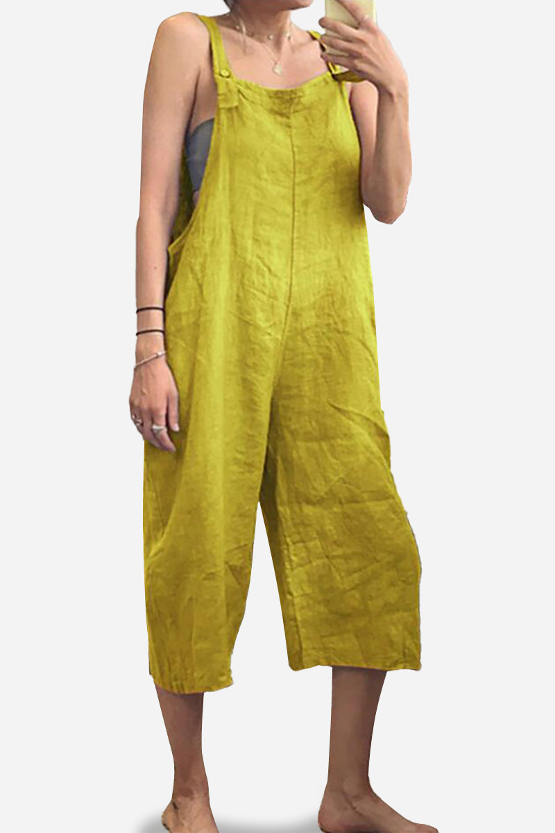 Cami Boat Neck Cropped Trousers Linen Jumpsuit