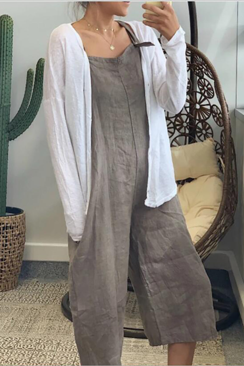 Cami Boat Neck Cropped Trousers Linen Jumpsuit