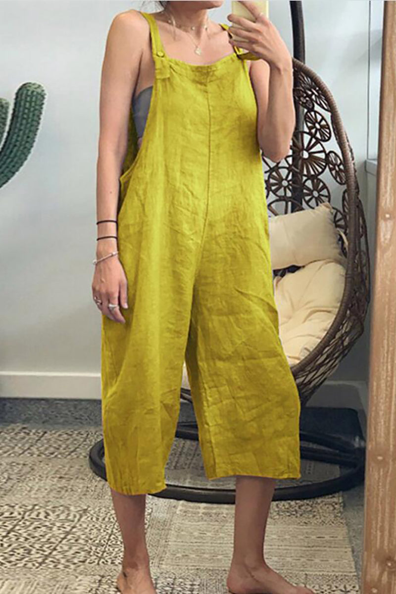 Cami Boat Neck Cropped Trousers Linen Jumpsuit